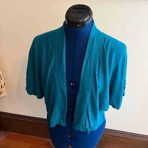 Teal Light Weight Oscar De La Renta Crop Sweater